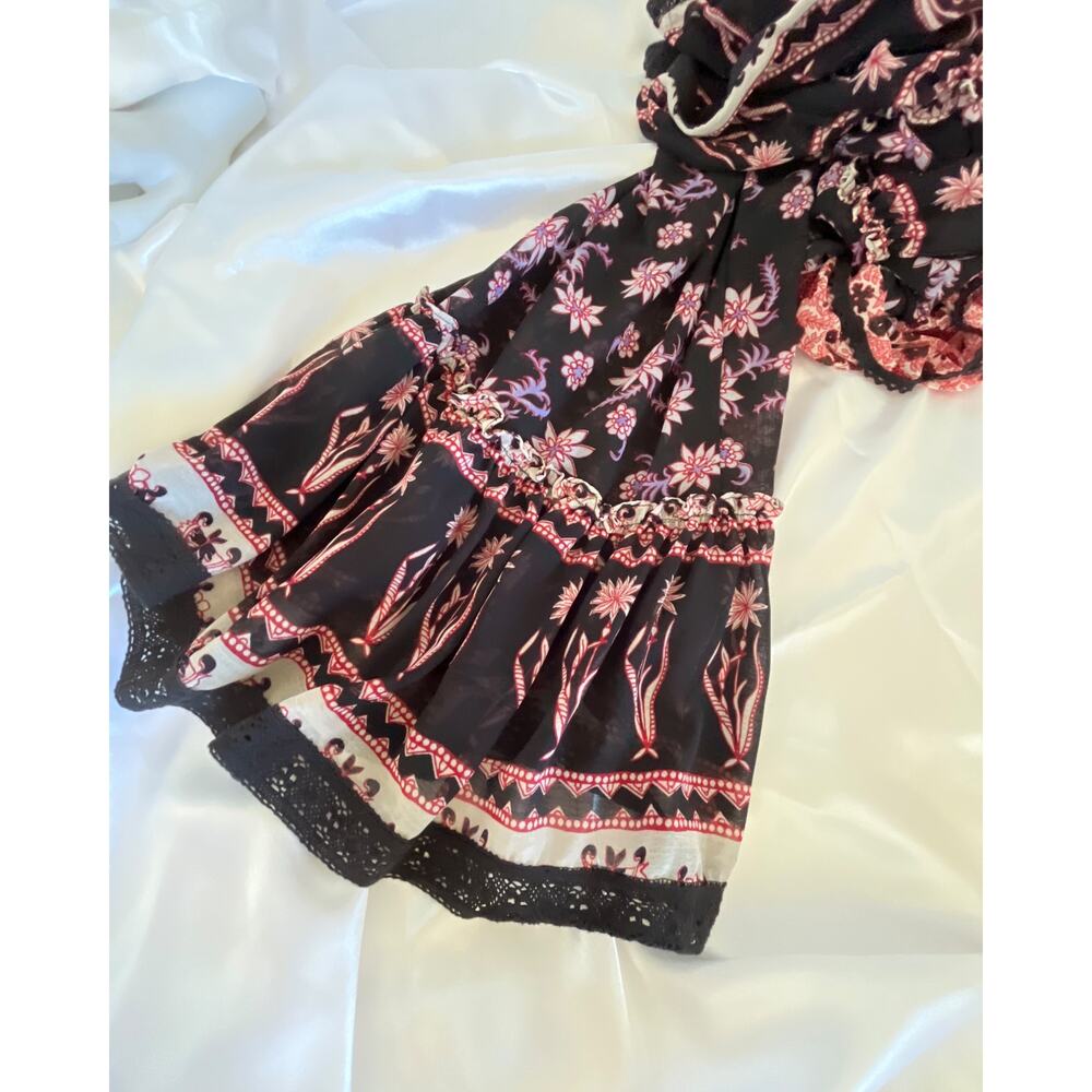 FREE PEOPLE Women Oversize Boho Lola Placed Dark Floral Relaxed Kimono Top - Picture 6 of 10